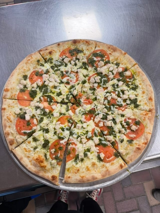 Chicken Pesto Pizza.